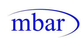 A blue and white logo of the company embark.